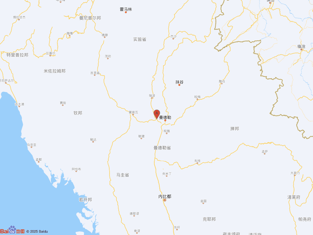缅甸（北纬22.05度，东经95.84度）发生7.7级地震